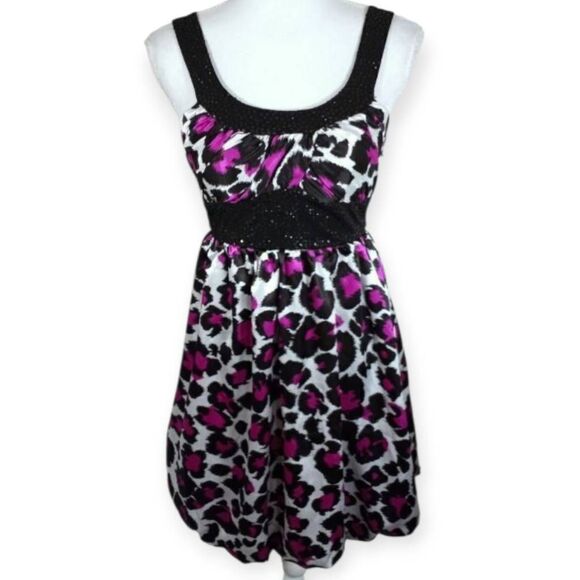 CITY TRIANGLES Y2K PURPLE LEOPARD PRINT DRESS SZ.3 EUC - Picture 1 of 6